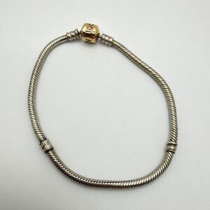 8" Pandora Moments 590702HG Sterling Silver w/ 14kt (585) YG clasp bracelet!